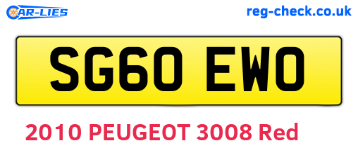 SG60EWO are the vehicle registration plates.