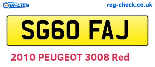 SG60FAJ are the vehicle registration plates.