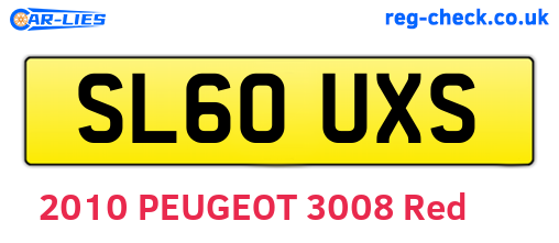SL60UXS are the vehicle registration plates.