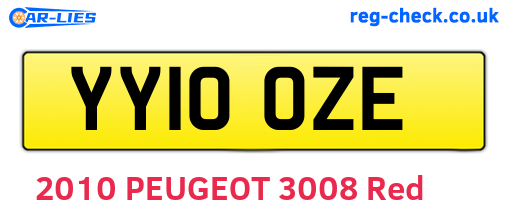 YY10OZE are the vehicle registration plates.