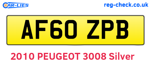 AF60ZPB are the vehicle registration plates.
