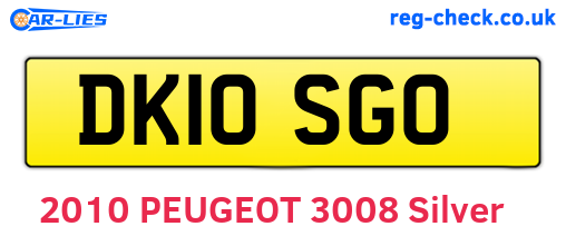 DK10SGO are the vehicle registration plates.