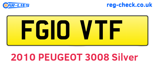 FG10VTF are the vehicle registration plates.
