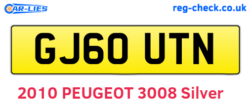 GJ60UTN are the vehicle registration plates.