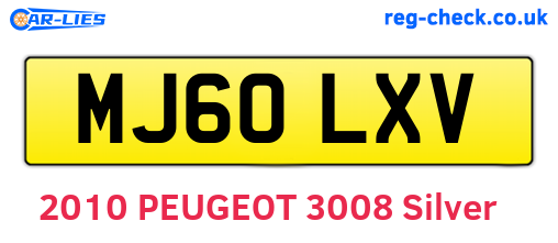 MJ60LXV are the vehicle registration plates.