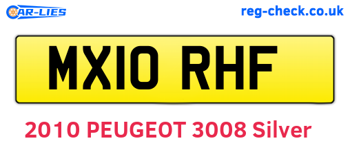 MX10RHF are the vehicle registration plates.