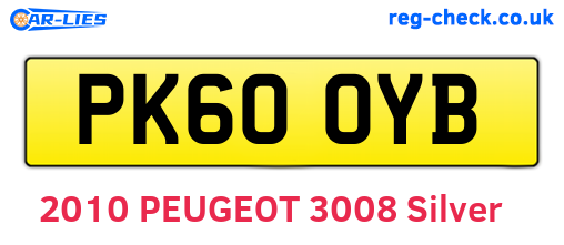 PK60OYB are the vehicle registration plates.