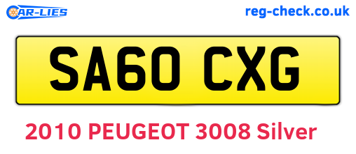 SA60CXG are the vehicle registration plates.
