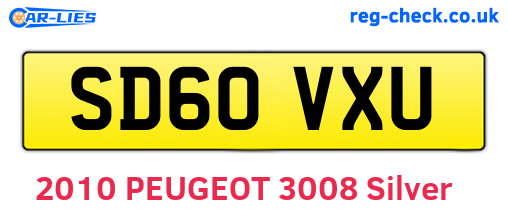 SD60VXU are the vehicle registration plates.