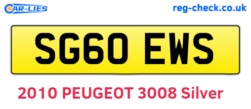 SG60EWS are the vehicle registration plates.