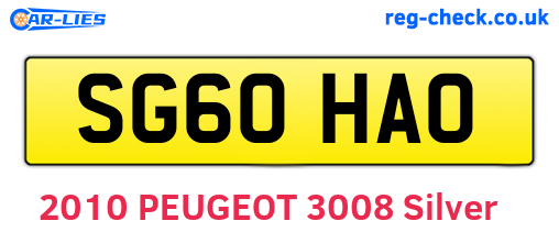 SG60HAO are the vehicle registration plates.