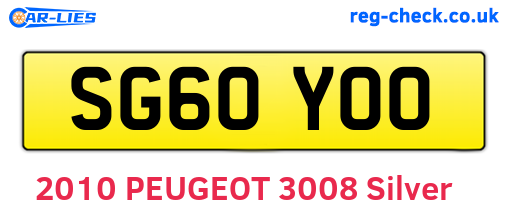 SG60YOO are the vehicle registration plates.