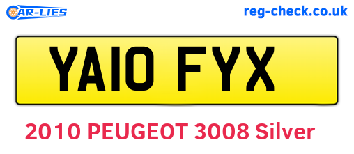 YA10FYX are the vehicle registration plates.