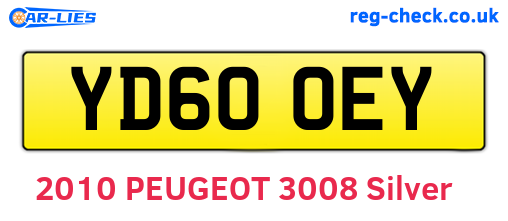 YD60OEY are the vehicle registration plates.