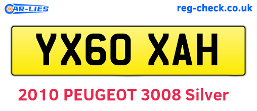 YX60XAH are the vehicle registration plates.