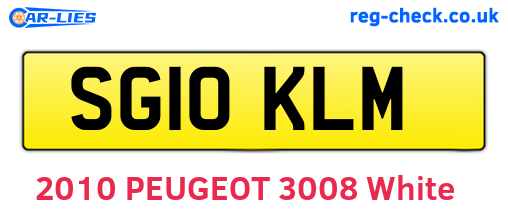 SG10KLM are the vehicle registration plates.