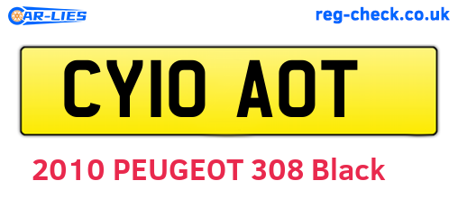 CY10AOT are the vehicle registration plates.
