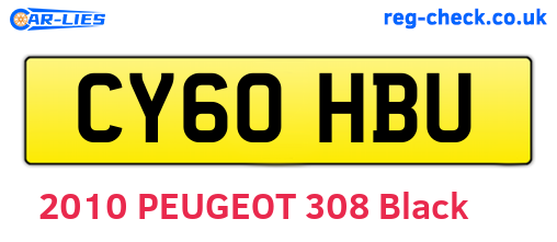CY60HBU are the vehicle registration plates.