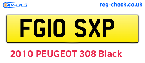 FG10SXP are the vehicle registration plates.