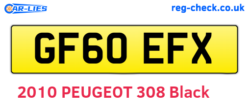 GF60EFX are the vehicle registration plates.