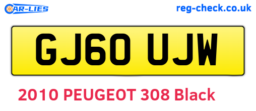 GJ60UJW are the vehicle registration plates.