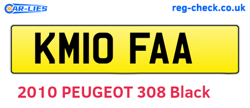 KM10FAA are the vehicle registration plates.