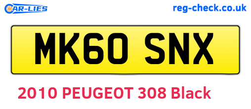 MK60SNX are the vehicle registration plates.