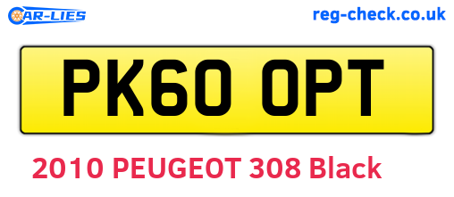 PK60OPT are the vehicle registration plates.
