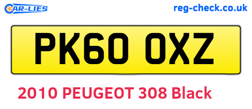 PK60OXZ are the vehicle registration plates.