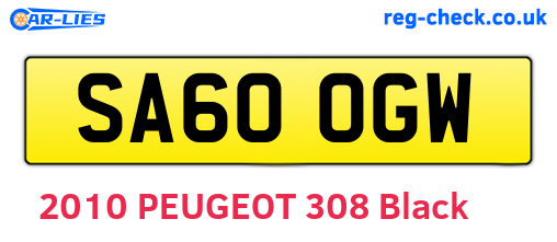 SA60OGW are the vehicle registration plates.