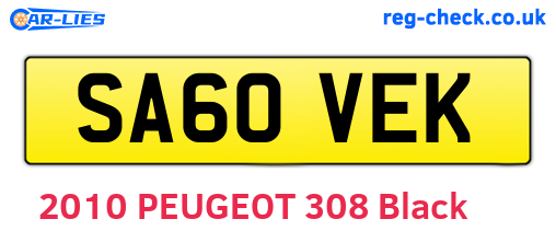 SA60VEK are the vehicle registration plates.