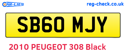 SB60MJY are the vehicle registration plates.