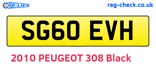 SG60EVH are the vehicle registration plates.