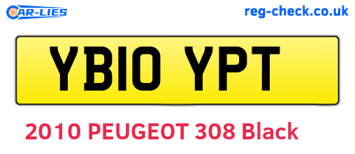 YB10YPT are the vehicle registration plates.