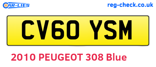CV60YSM are the vehicle registration plates.