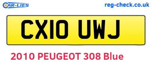 CX10UWJ are the vehicle registration plates.