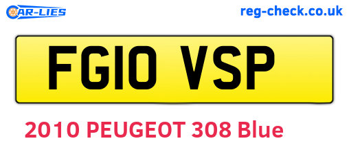 FG10VSP are the vehicle registration plates.