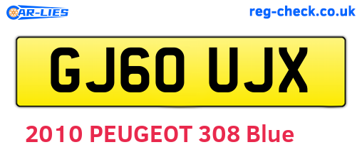 GJ60UJX are the vehicle registration plates.