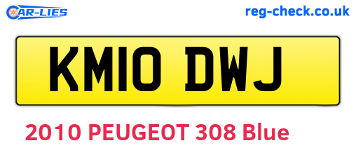 KM10DWJ are the vehicle registration plates.