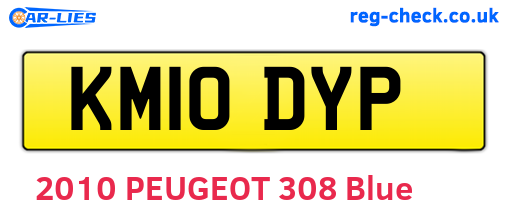 KM10DYP are the vehicle registration plates.