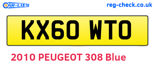 KX60WTO are the vehicle registration plates.