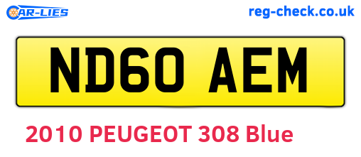 ND60AEM are the vehicle registration plates.