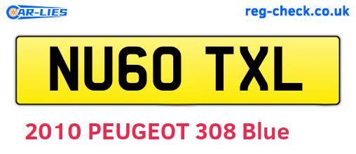 NU60TXL are the vehicle registration plates.