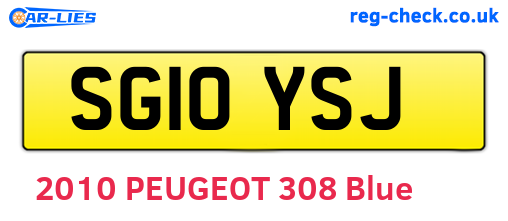 SG10YSJ are the vehicle registration plates.