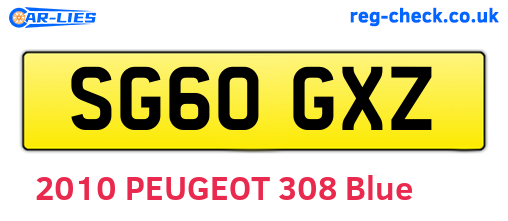 SG60GXZ are the vehicle registration plates.