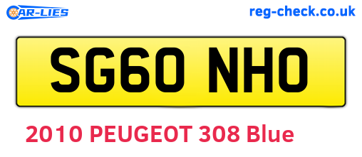 SG60NHO are the vehicle registration plates.