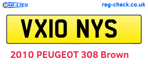 VX10NYS are the vehicle registration plates.