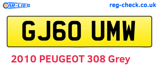 GJ60UMW are the vehicle registration plates.