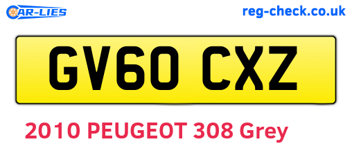 GV60CXZ are the vehicle registration plates.