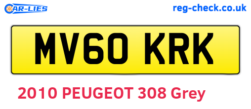 MV60KRK are the vehicle registration plates.
